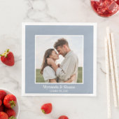 Serviette En Papier Photo Engagement Party Dusty Blue (En situation)