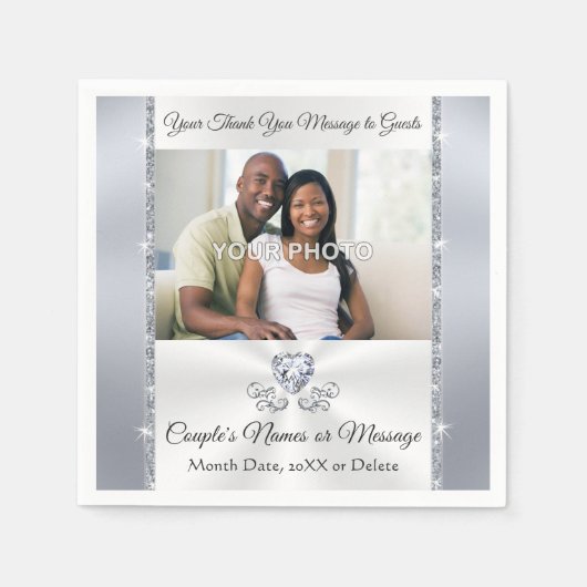 Serviette En Papier Photo et cocktail Mariage personnalisé serviettes (Devant)