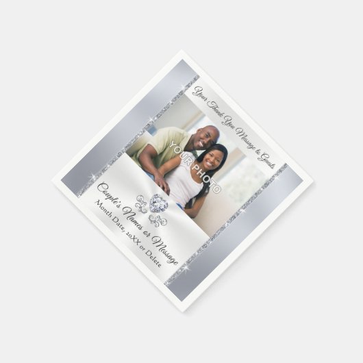 Serviette En Papier Photo et cocktail Mariage personnalisé serviettes (Coin)