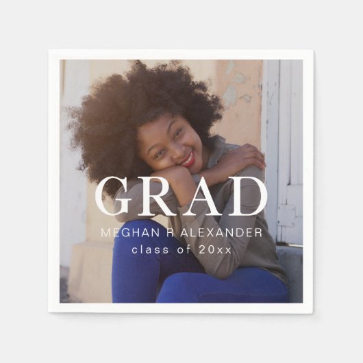 Serviette En Papier Photo et nom de l'étudiant (Devant)