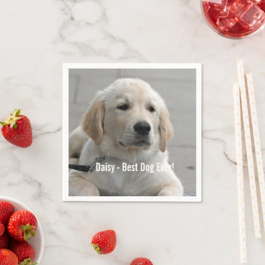 Serviette En Papier Photo et nom personnalisés Golden Retriever Dog (En situation)