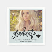 Serviette En Papier Photo et script tendance | Mint Green Graduate (Devant)