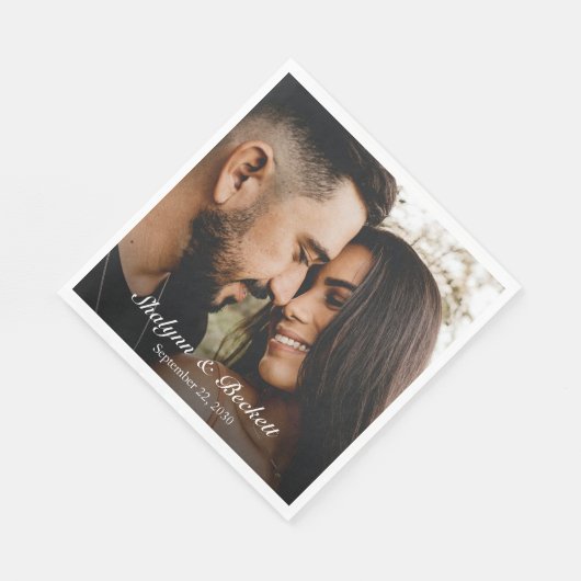 Serviette En Papier Photo Fiançailles moderne (Coin)