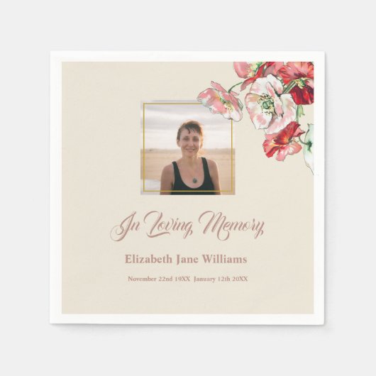 Serviette En Papier Photo Funérailles mémorial aquarelle Poppies servi (Devant)