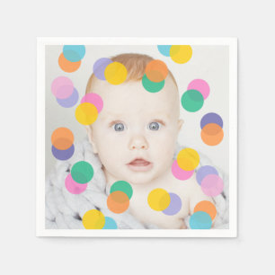Serviette En Papier Photo Girl premier anniversaire Colorful Confetti