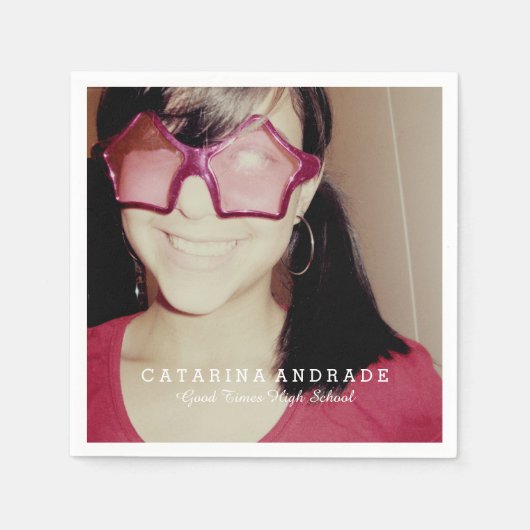 Serviette En Papier Photo Graduation Party Moderne lycée sur mesure (Devant)