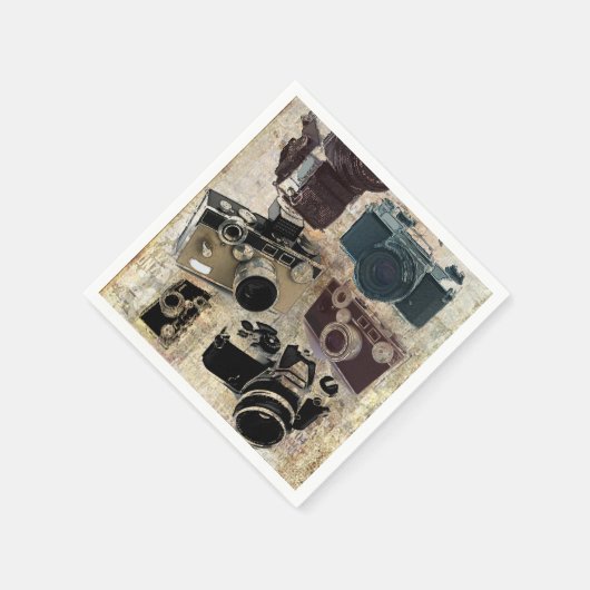 Serviette En Papier Photo Grunge photographe Caméra Vintage (Coin)