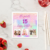 Serviette En Papier photo holographique de la parties scintillant rose (En situation)