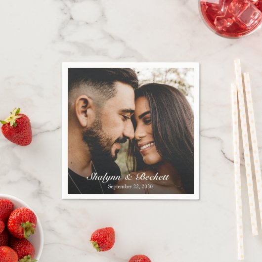 Serviette En Papier Photo Mariage moderne (En situation)