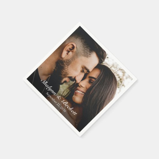 Serviette En Papier Photo Mariage moderne (Coin)