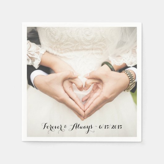 Serviette En Papier Photo Mariage personnalisée pour toujours et toujo (Devant)