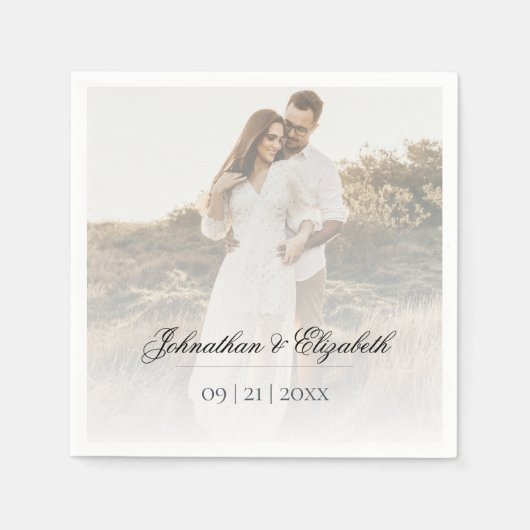 Serviette En Papier Photo moderne avec Mariage superposé (Devant)