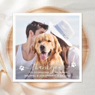 Serviette En Papier Photo moderne Elégant Merci chien Mariage animal d