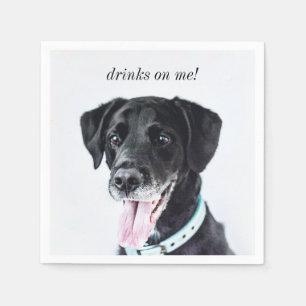 Serviette En Papier Photo moderne Elégant Merci chien Mariage animal d