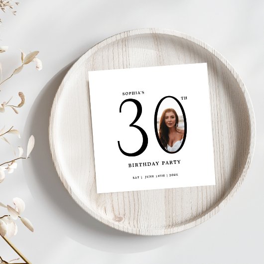 Serviette En Papier Photo noir et blanc minimum 30e anniversaire