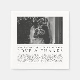 Serviette En Papier Photo officielle Feuille noir blanc Mariage