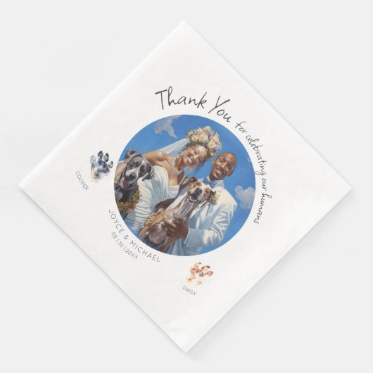 Serviette En Papier Photo Paw-tograph personnalisable avec vos chiens (Coin)