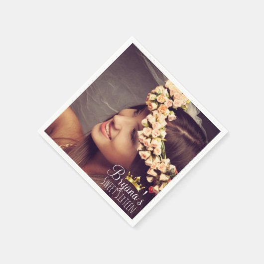 Serviette En Papier Photo personnalisé sur mesure Fête douce 16 ans (Coin)
