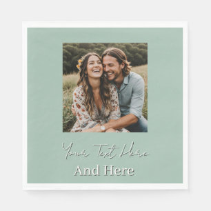 Serviette En Papier Photo personnalisé vert pâle Fête de fiançailles