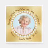 Serviette En Papier Photo Personnalisée, 80e anniversaire de la fête d (Devant)