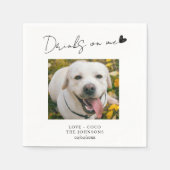 Serviette En Papier Photo personnalisée Boissons sur moi chien mariage (Devant)