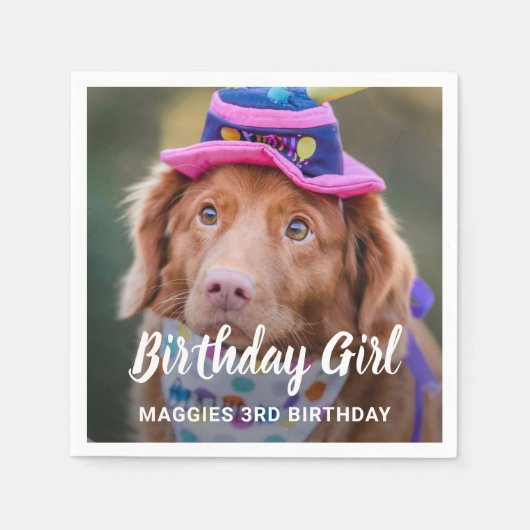 Serviette En Papier Photo personnalisée Chien Chien Chien Anniversaire (Devant)