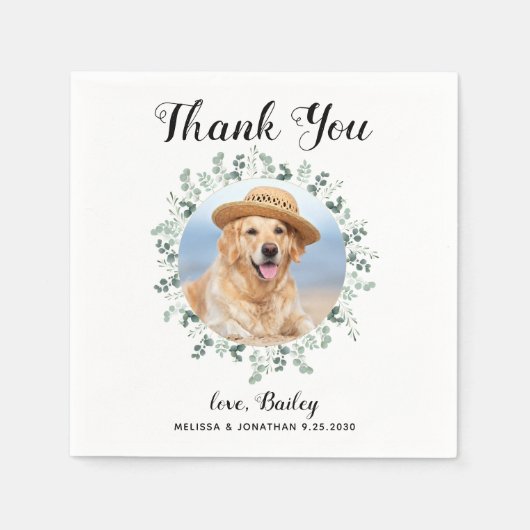 Serviette En Papier Photo personnalisée du Mariage de chien (Devant)