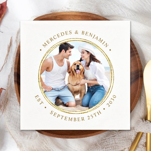 Serviette En Papier Photo personnalisée Elegant Gold Mariage personnal