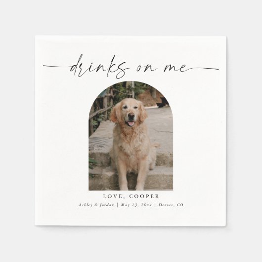 Serviette En Papier Photo personnalisée Elegant Mariage chien (Devant)