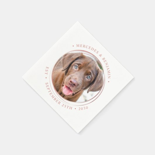 Serviette En Papier Photo personnalisée Elegant Rose Gold Personnalise (Coin)