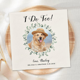 Serviette En Papier Photo personnalisée Eucalyptus Pet Chien Mariage