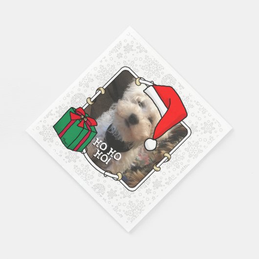 Serviette En Papier Photo personnalisée Noël Père Noël Pet HO HO HO HO (Coin)