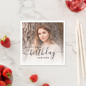 Serviette En Papier Photo personnalisée Script noir 18e anniversaire (En situation)