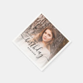 Serviette En Papier Photo personnalisée Script noir 18e anniversaire (Coin)