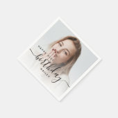 Serviette En Papier Photo personnalisée Script noir 21e anniversaire (Coin)