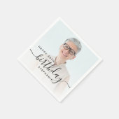 Serviette En Papier Photo personnalisée Script noir 50e anniversaire (Coin)