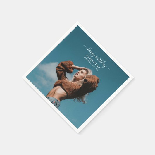 Serviette En Papier Photo personnalisée Selfie fête d'anniversaire pho (Coin)