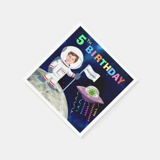 Serviette En Papier Photo personnalisée Spaceman Anniversaire (Coin)