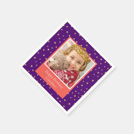 Serviette En Papier Photo pour enfant personnalisée Happy Birthday Gol (Coin)