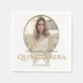 Serviette En Papier Photo Quinceanera 15e Anniversaire Papillon d'or (Devant)