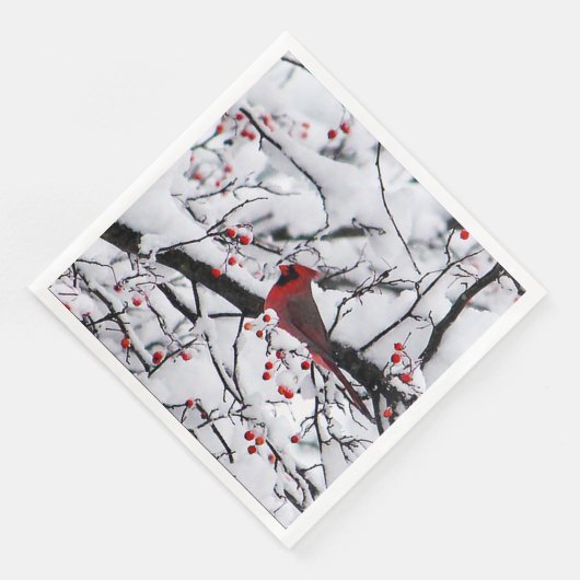 Serviette En Papier Photo Red Cardinal Snow Tree (Coin)