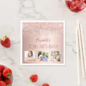 Serviette En Papier Photo rose or parties scintillant rose argent 70e (En situation)