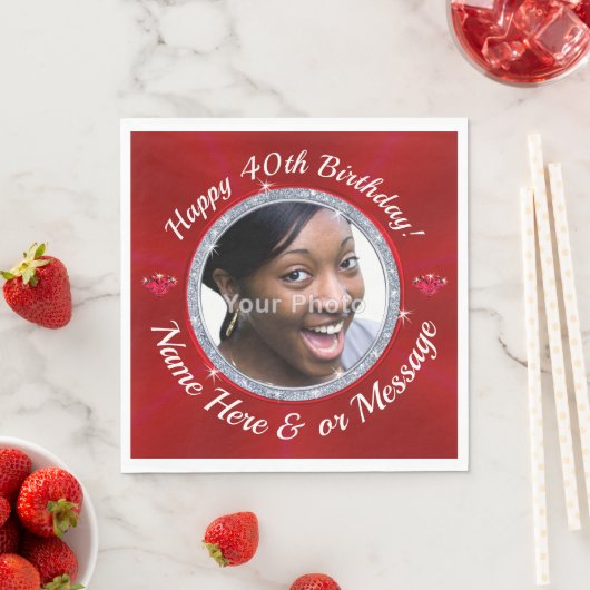 Serviette En Papier Photo, Serviettes personnalisées 40e anniversaire (En situation)