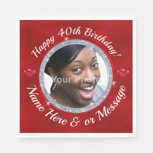 Serviette En Papier Photo, Serviettes personnalisées 40e anniversaire
