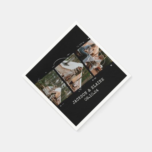 Serviette En Papier Photo Strip Modern Simple 3 Mariage photo (Coin)