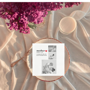 Serviette En Papier Photo & Texte Moderne Coeur Rouge Mère Cadeau