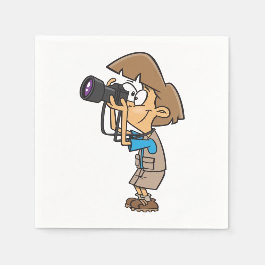 Serviette En Papier Photographe d'aventure garçon avec caméra (Devant)