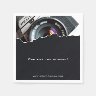 Serviette En Papier Photographe professionnel photo personnalisée noir