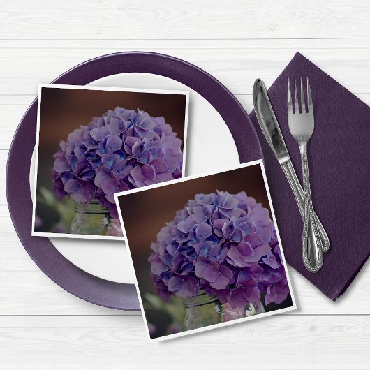 Serviette En Papier Photographie d'une Hydrangea pourpre rustique dans