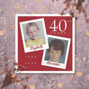 Serviette En Papier Photos d'enfant pour les 40 ans de mariage Rubis